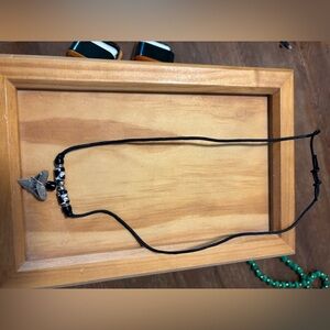 Black and Silver Shark Tooth Beaded Necklace